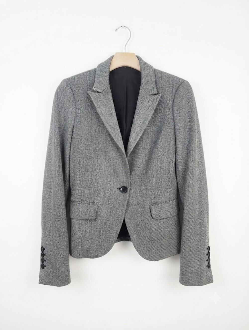 Express Gray Tailored Women's Blazer Jacket Classic Single-Button Size 4